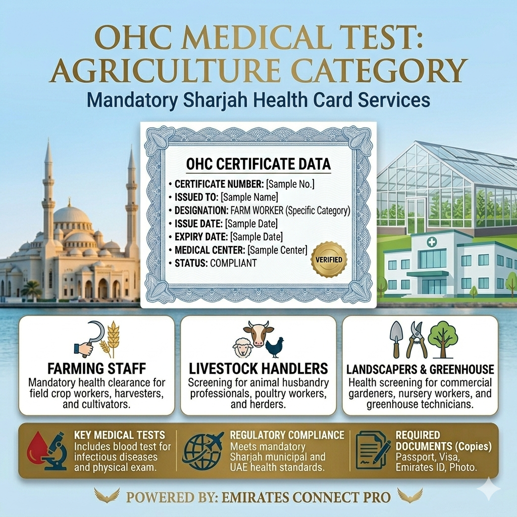Agriculture Workers Occupational Health Card (OHC) | Sharjah Medical Test & Registration