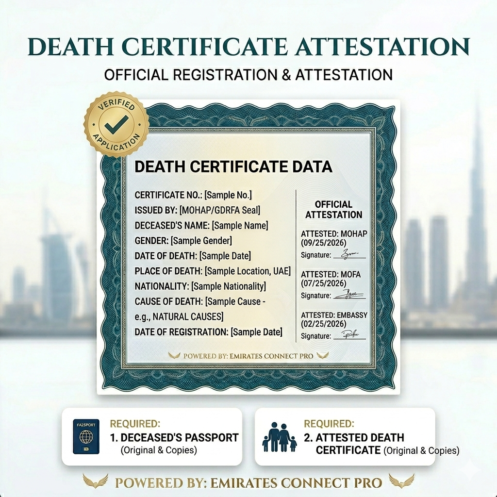 UAE Death Certificate Registration & Attestation Services | Official MOFA & MOHAP Legalization