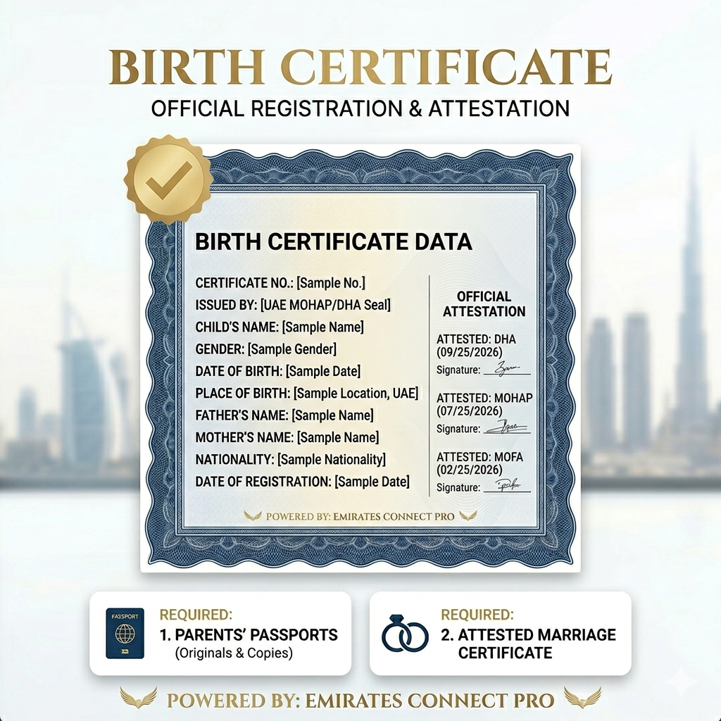 Birth Certificate Issuance & Attestation Services in UAE