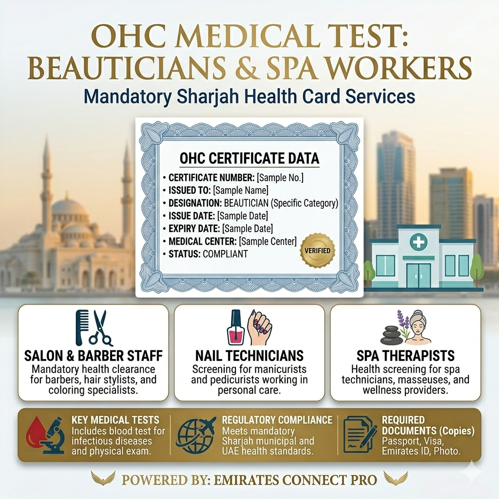 Beauticians & Spa Workers Occupational Health Card (OHC) | Sharjah Medical Test & Registration